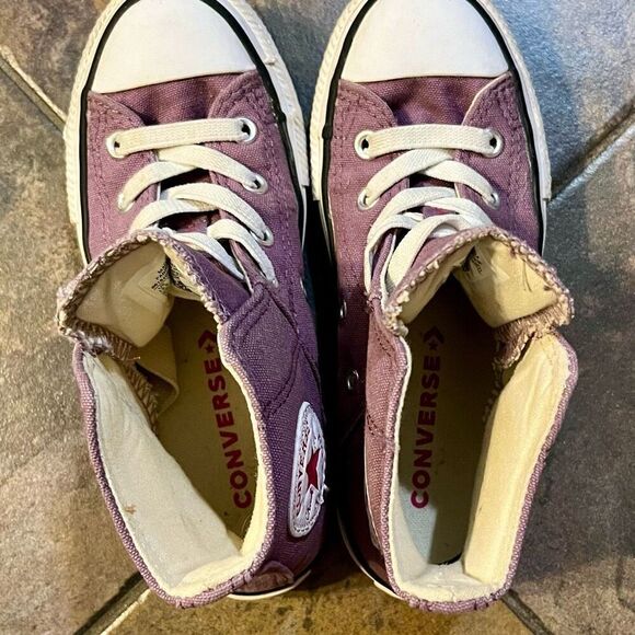 All Star Converse Girl’s Purple Chuck Taylor Zip High Tops 12.5 - Picture 7 of 13
